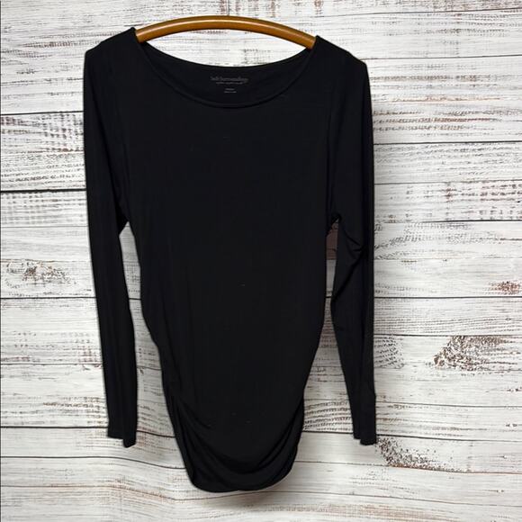 Soft Surroundings Women's Long Sleeve Ruched Sides Tee Black Medium - Picture 2 of 5
